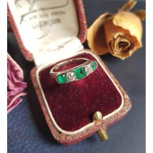 Emeralds And Diamonds Ring