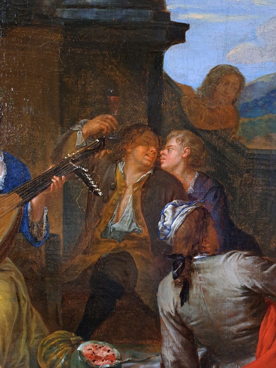 Balthasar Van Den Bossche (1681-1715), Scène Galante Aux Musiciens-photo-3