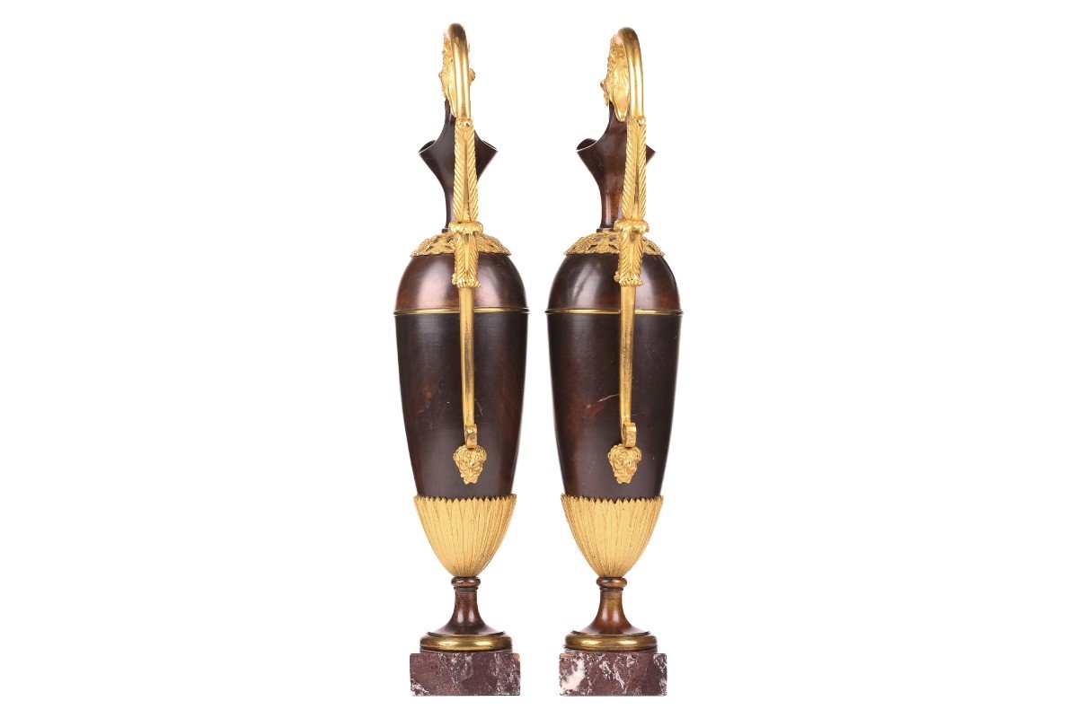 Pair Of Bronze Ewers, Model Attributed To Claude Galle-photo-1