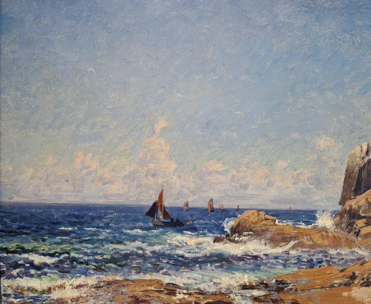 Alfred Wahlberg (1834-1906), Bateaux à Saint Guénolé, 1899-photo-3