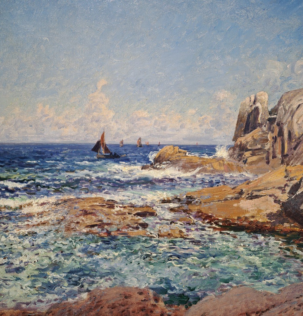 Alfred Wahlberg (1834-1906), Bateaux à Saint Guénolé, 1899-photo-4