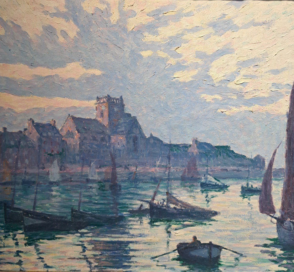 Paul Blanvillain (1891-1965), Le Port De Barfleur, Huile Sur Toile-photo-3