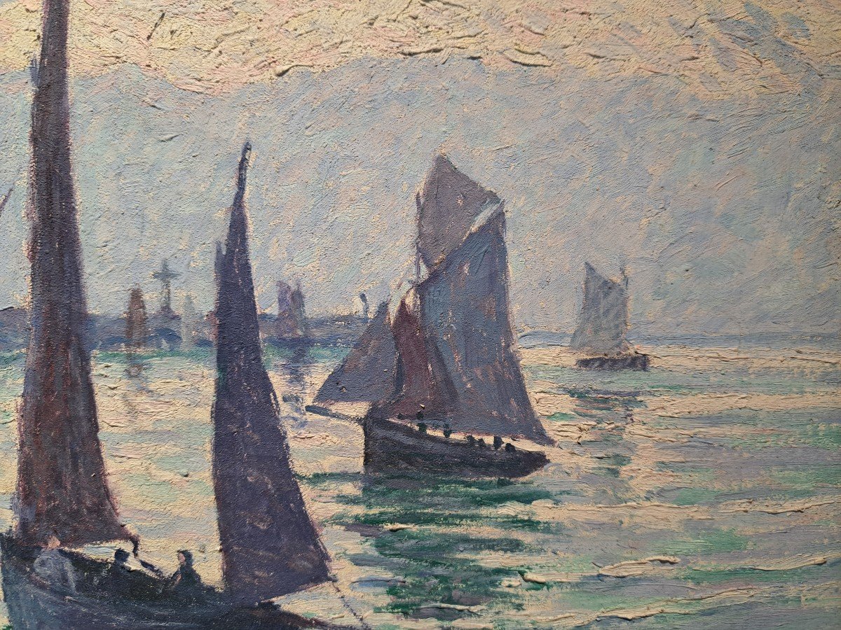 Paul Blanvillain (1891-1965), The Port Of Barfleur, Oil On Canvas-photo-2
