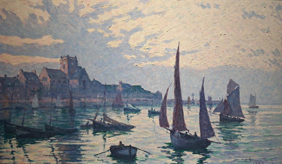 Paul Blanvillain (1891-1965), The Port Of Barfleur, Oil On Canvas