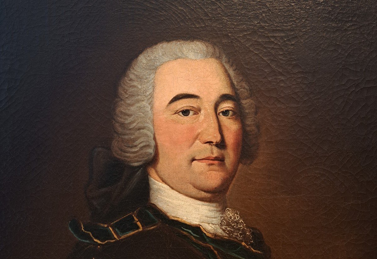 Ecole  Du XVIIIème Siècle, Portrait d'Homme En Cuirasse Vers 1740-photo-2