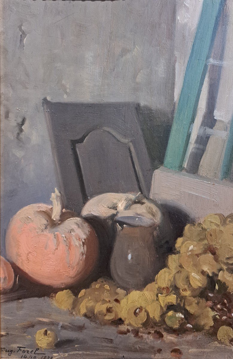Eugène Forel (1858-1938), Still Life With Pumpkin And Grapes-photo-2
