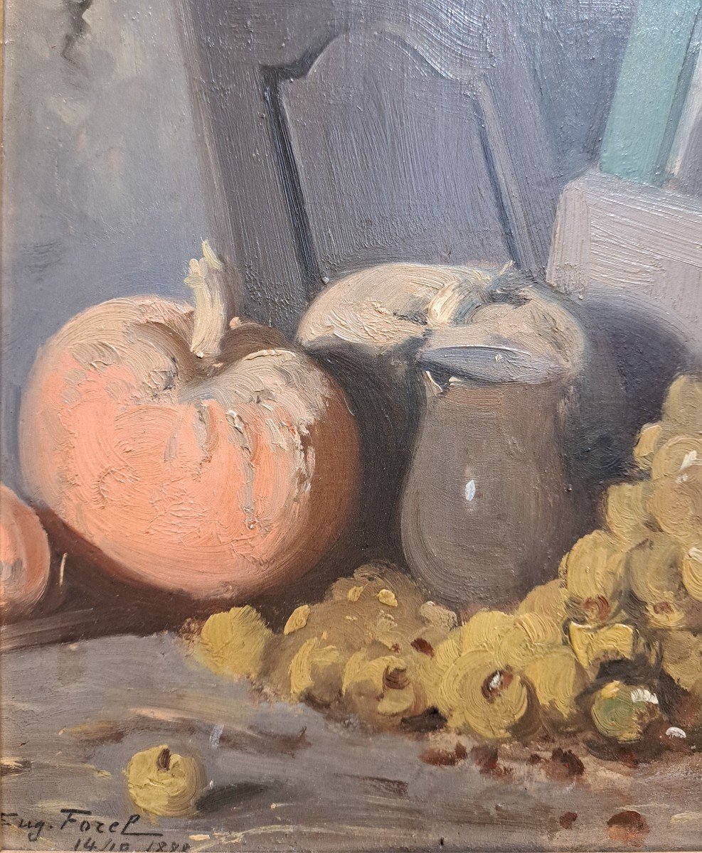 Eugène Forel (1858-1938), Still Life With Pumpkin And Grapes-photo-3