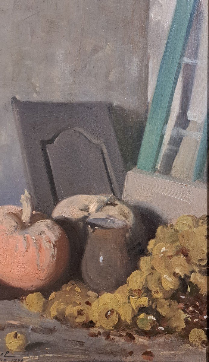 Eugène Forel (1858-1938), Still Life With Pumpkin And Grapes-photo-4