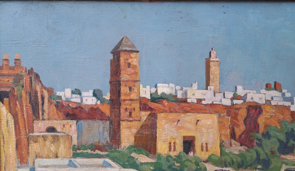 Raoul Léon Lanternier (1870-?), View Of The City Of Rabat - Oudayas Garden-photo-3