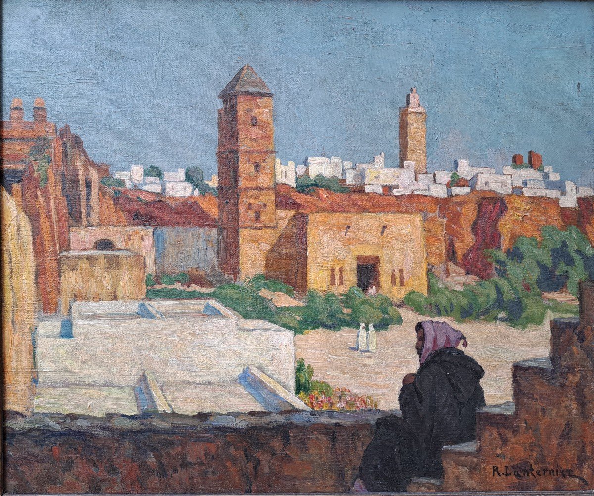 Raoul Léon Lanternier (1870-?), View Of The City Of Rabat - Oudayas Garden
