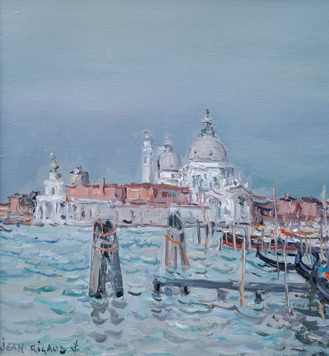 Jean Rigaud (1912-1999) - Venice The Dogana And The Salute - Oil-photo-3
