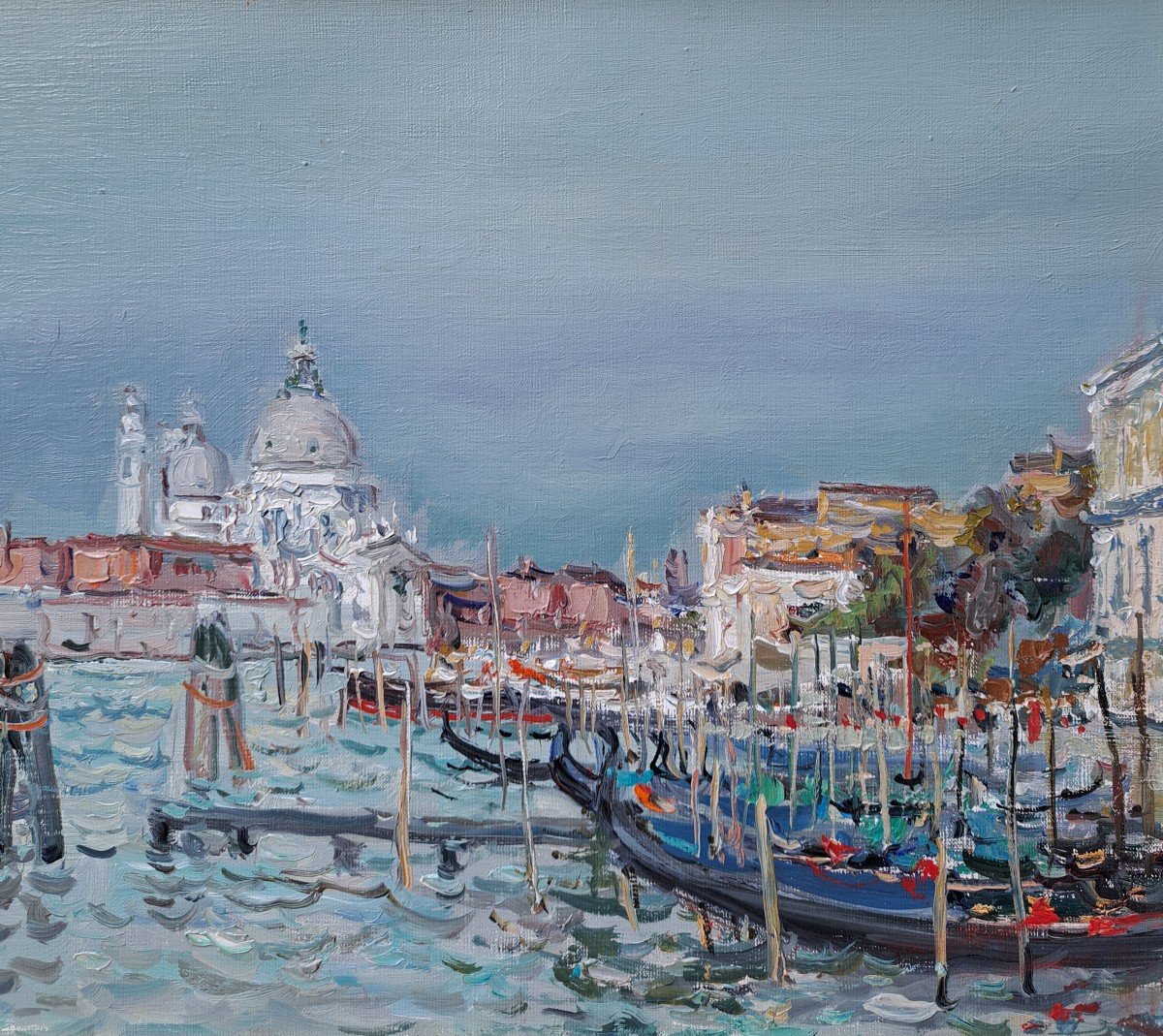 Jean Rigaud (1912-1999) - Venice The Dogana And The Salute - Oil-photo-4