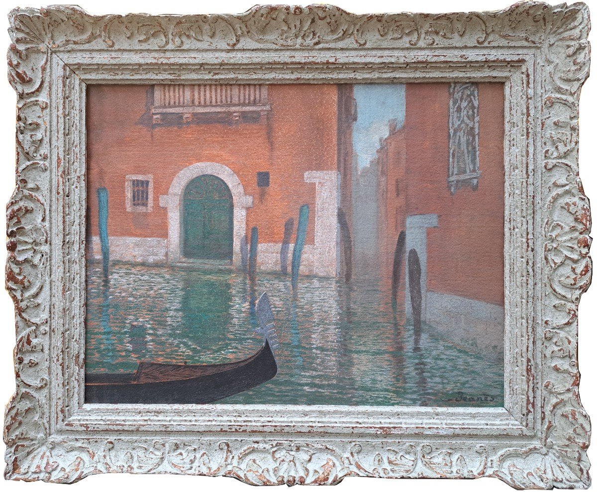 Sigismond Jeanes (1863-1952) Vue d'Une Gondole à Venise