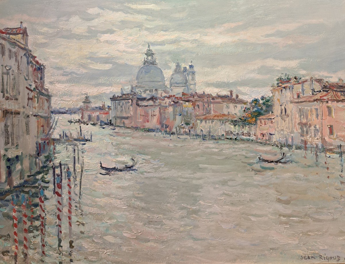 Jean Rigaud (1912-1999) - Venise Le Grand Canal Le Matin avec la salute-photo-2