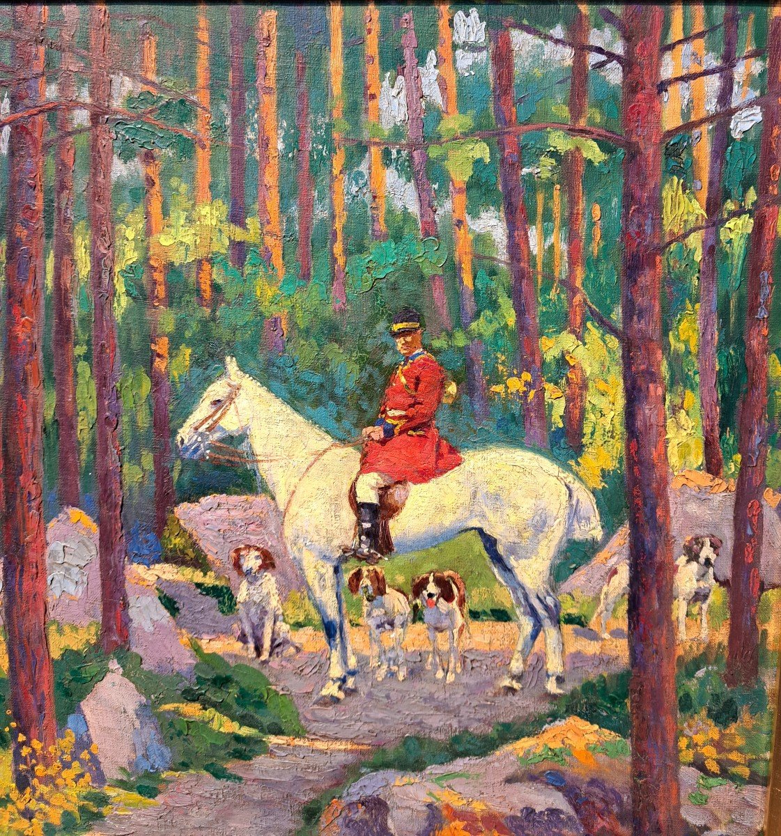Pierre Petit-gérard (1852-1933) The Huntsman And His Dogs In The Forest, Hunting At Court-photo-3
