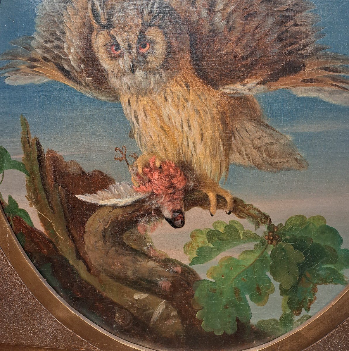 Follower Of Jean Jacques Bachelier (1724-1806), The Owl And Its Prey, Oil-photo-2