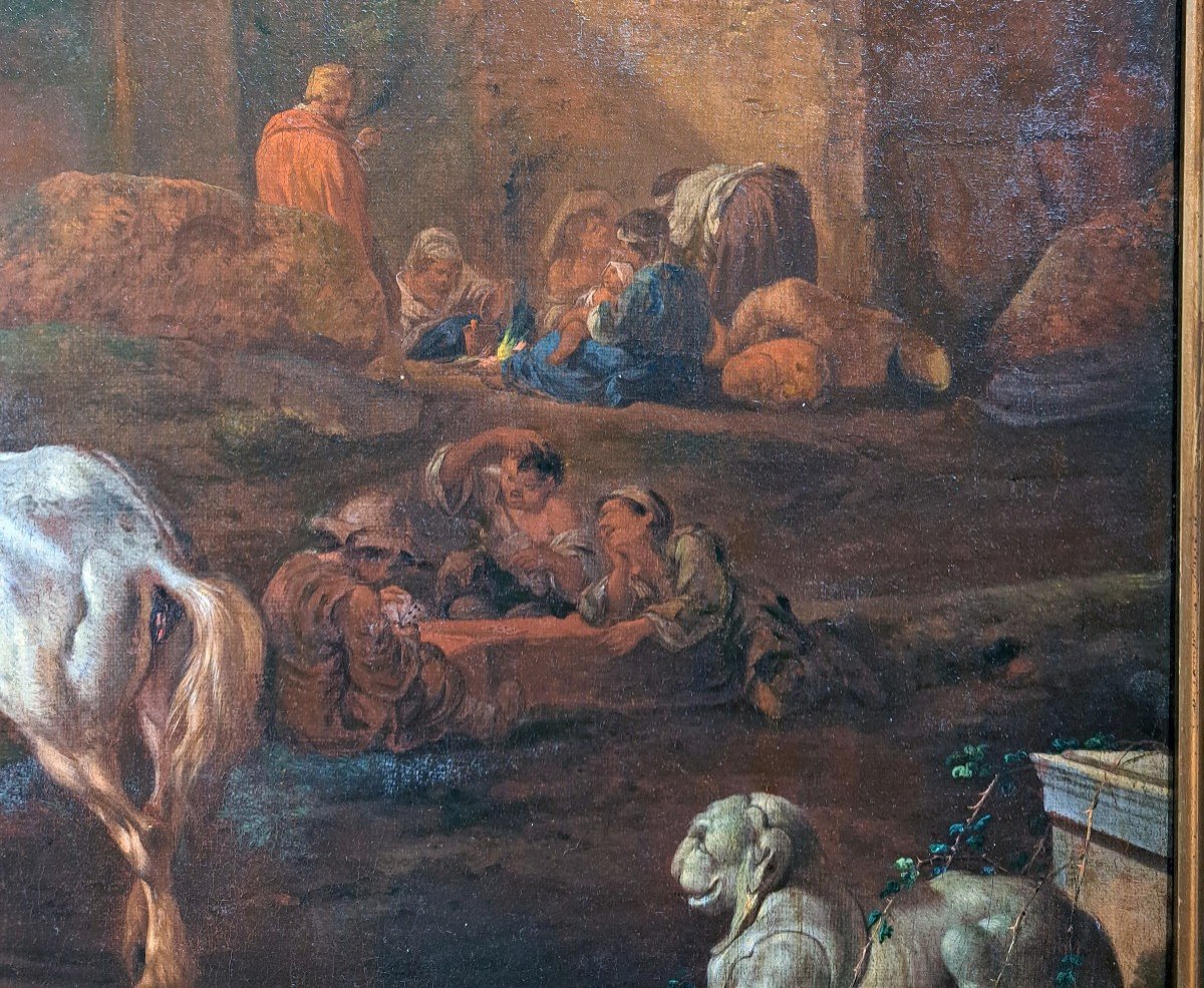 Johann Heinrich Roos (1631-1685), The Fortune Teller In The Roman Ruins-photo-3