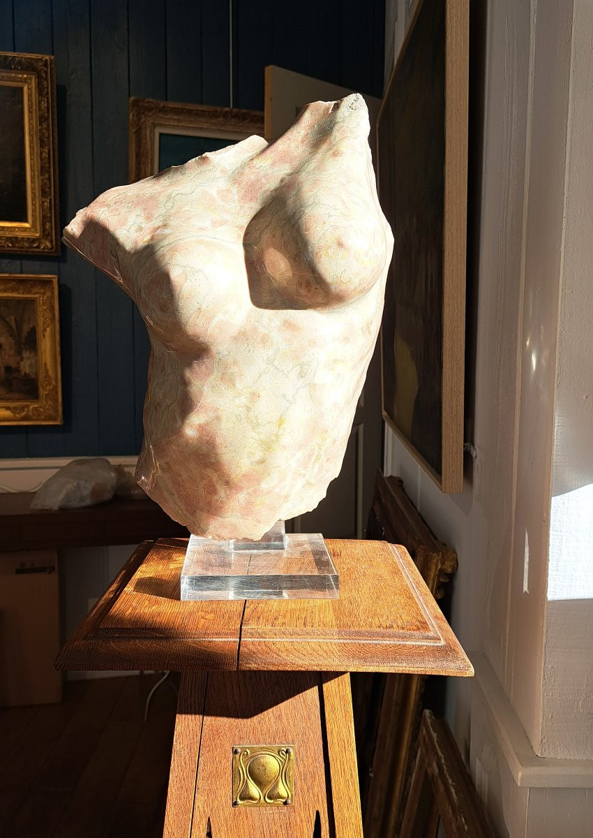 Jacques Le Bescond (1945), Buste De Femme En Marbre Dans Le Goût De l'Antique-photo-3