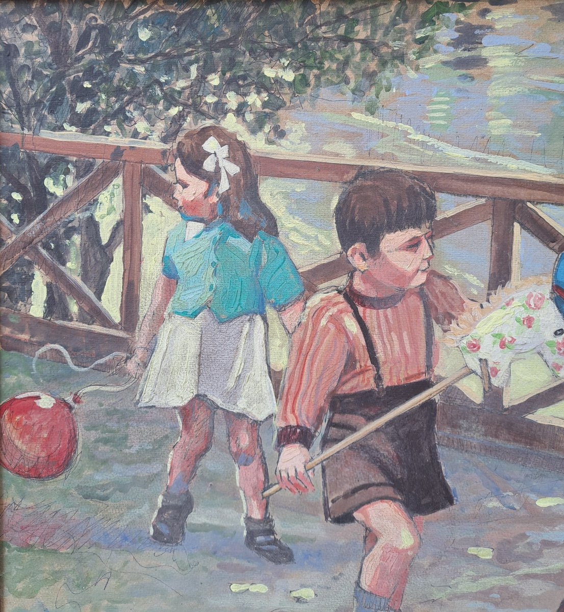 Christiane Caillotin (xxème Siècle),  Les Enfants En Promenade-photo-2
