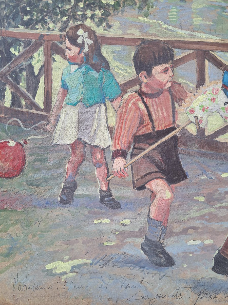 Christiane Caillotin (xxème Siècle),  Les Enfants En Promenade-photo-3