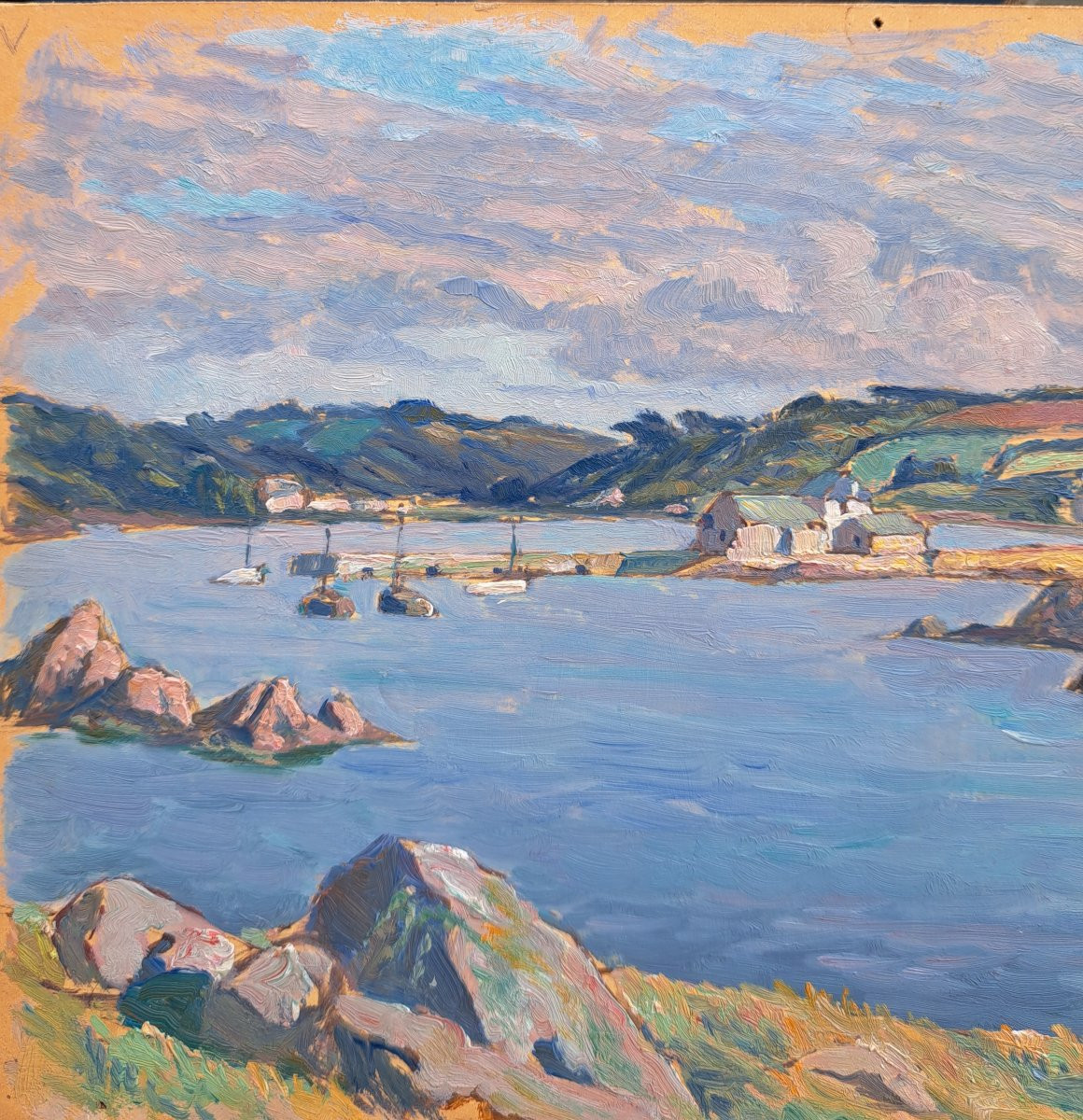 Pierre Agnès (1898-1964), Breton Port, Oil-photo-4