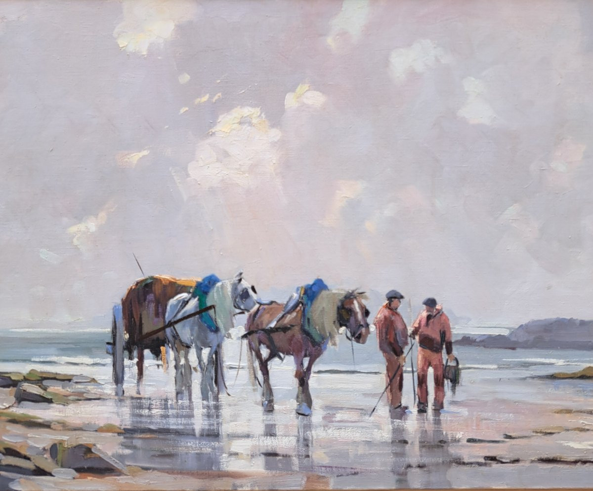 Jean Marec (1901-1972), La pêche à pieds, Huile-photo-2