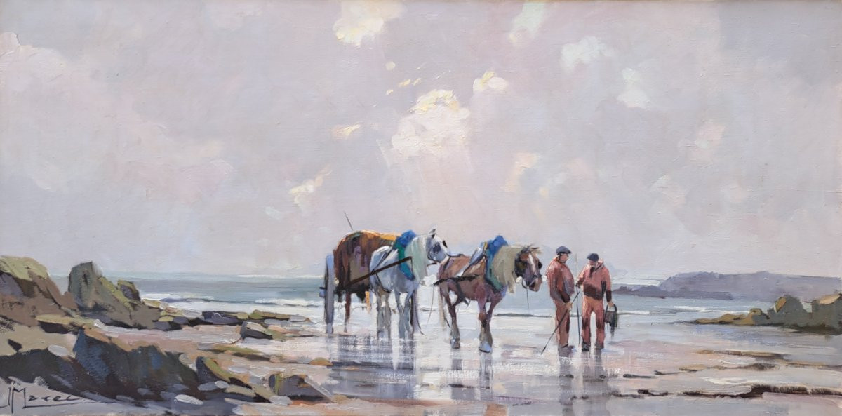Jean Marec (1901-1972), La pêche à pieds, Huile-photo-4
