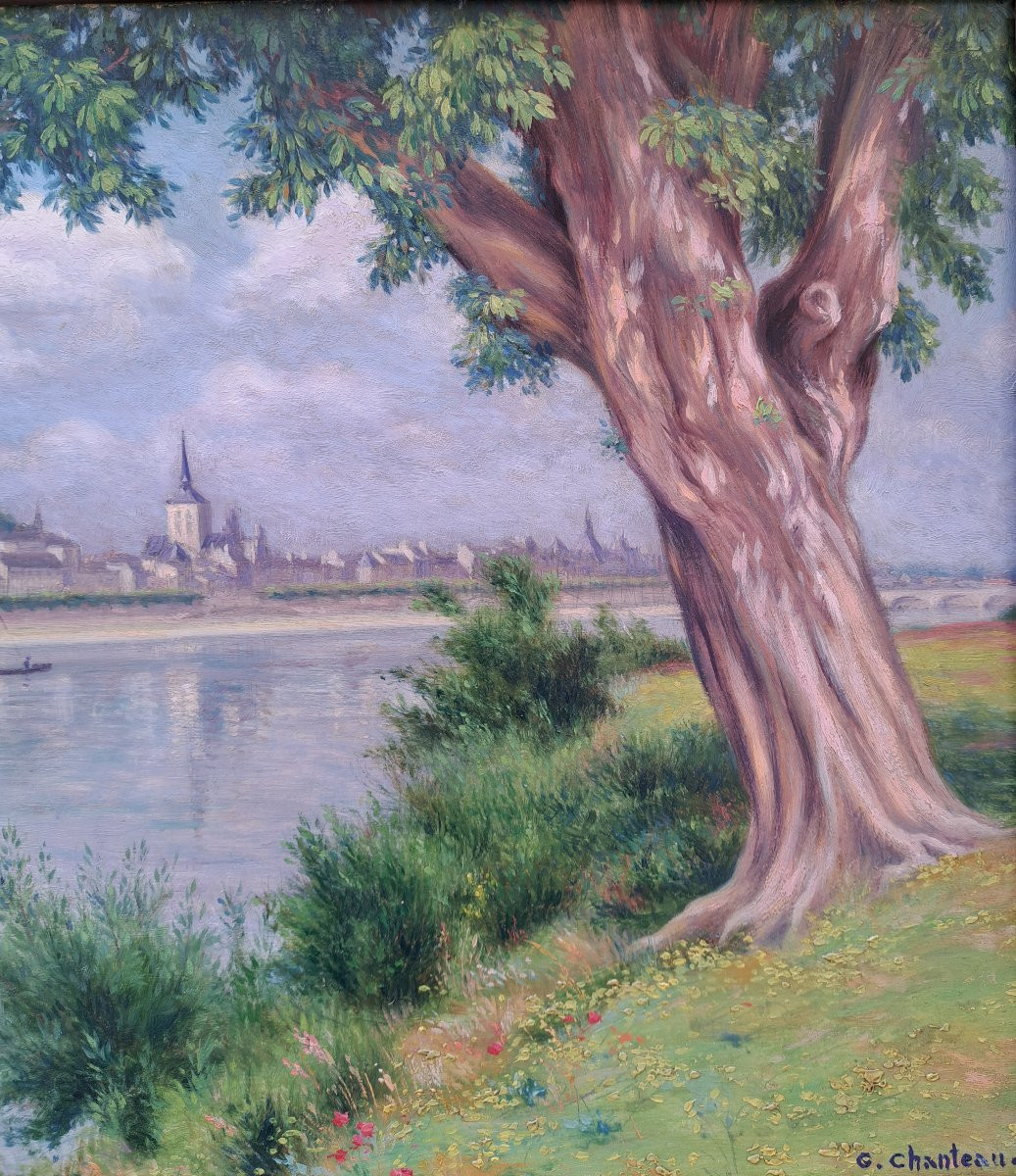 Gabriel Chanteau (1874-1955), vue sur Saumur, son château et la loire-photo-3