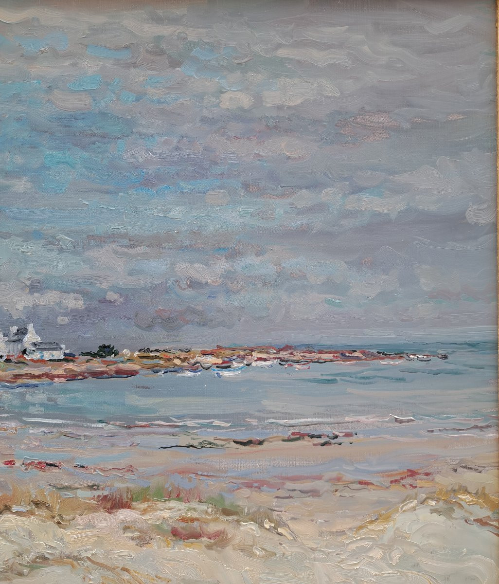 Jean Rigaud (1912-1999) - Pors Carn Beach Saint Guénolé, Oil-photo-1