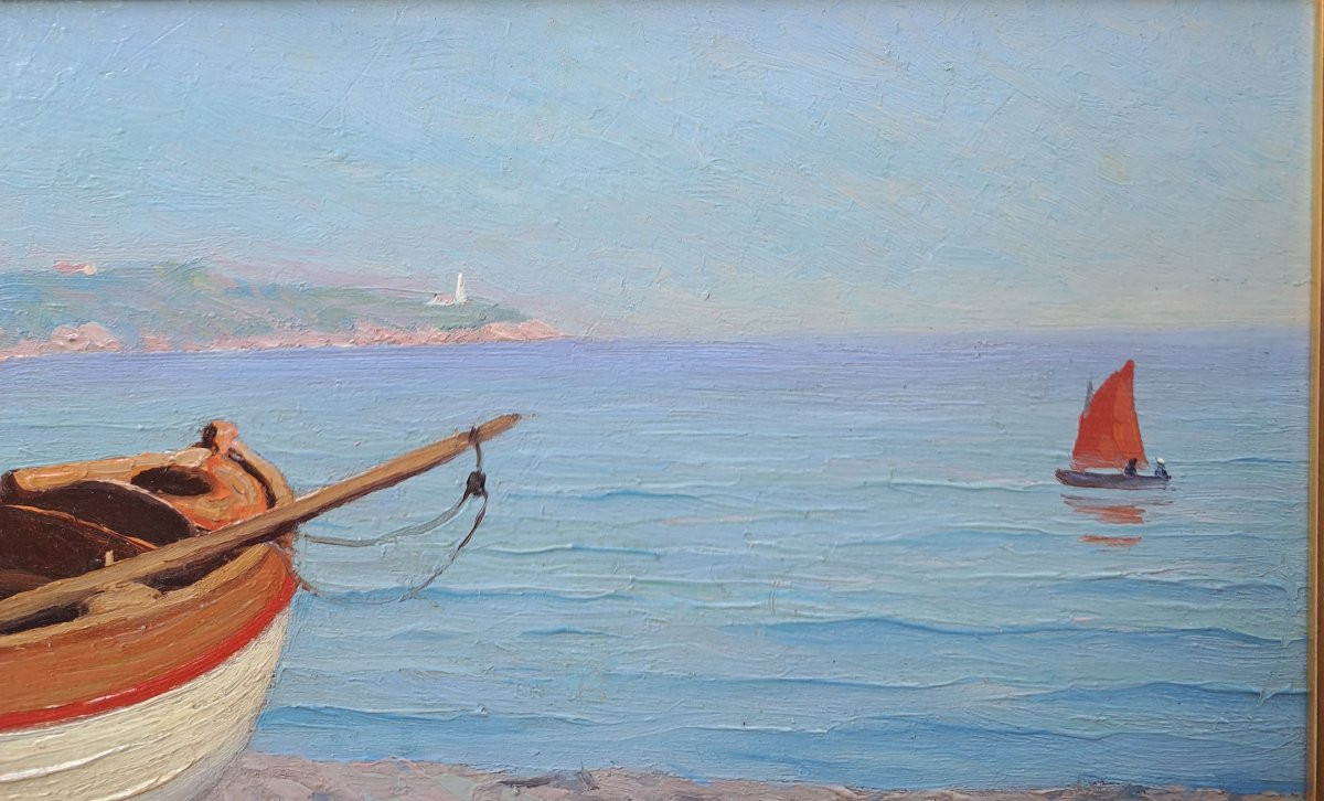 Maurice La Bany (1880-1960), Boat In Front Of Villefranche-photo-4
