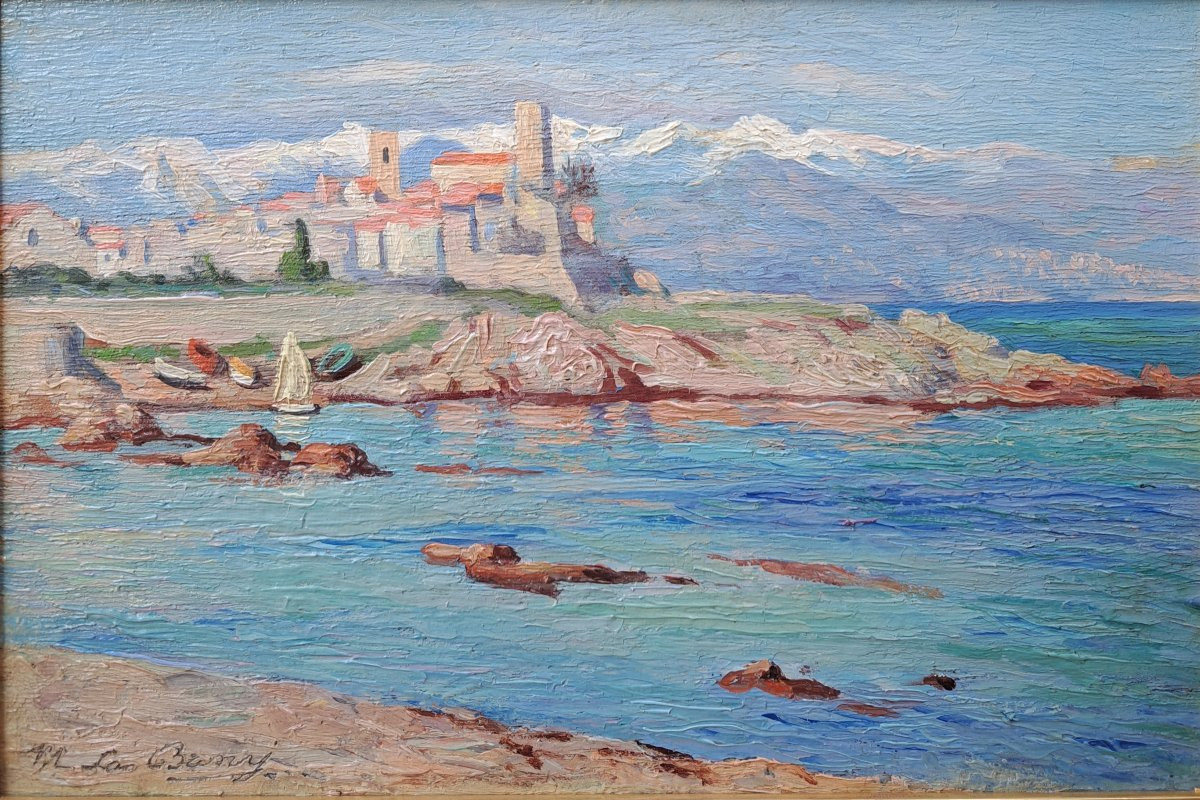 MAURICE LA BANY (1880-1960), Vue d'Antibes, huile-photo-2