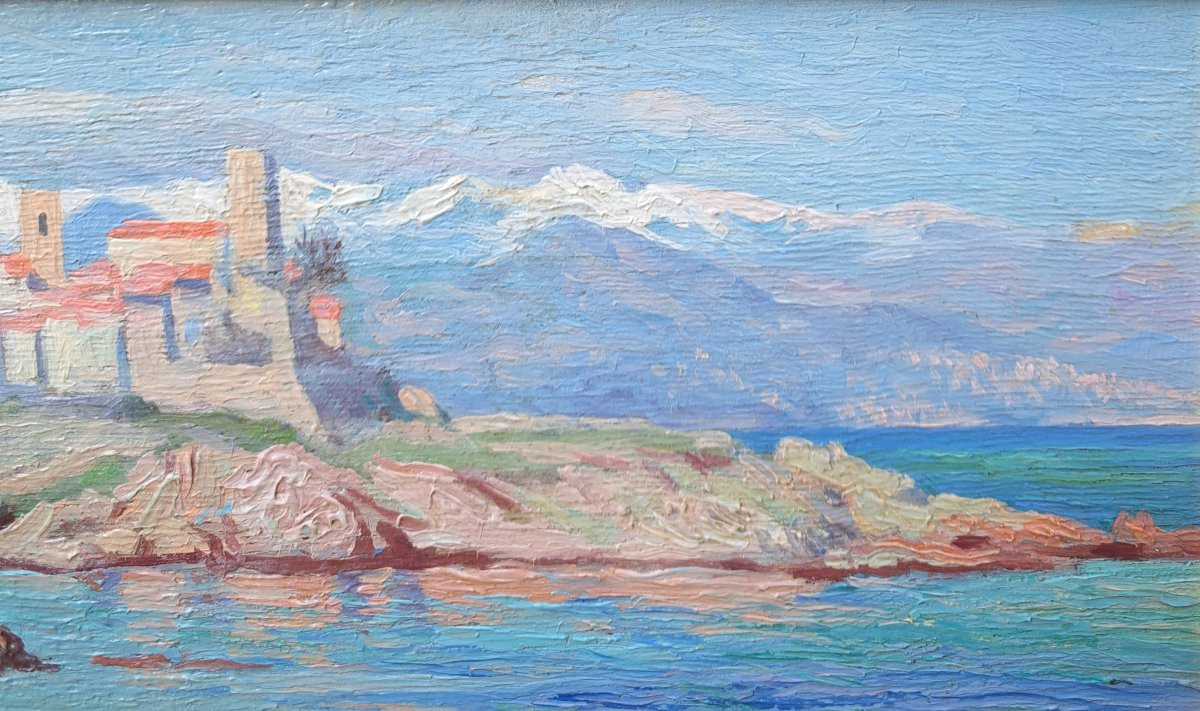 MAURICE LA BANY (1880-1960), Vue d'Antibes, huile-photo-4