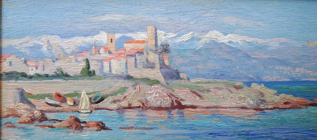 MAURICE LA BANY (1880-1960), Vue d'Antibes, huile-photo-1
