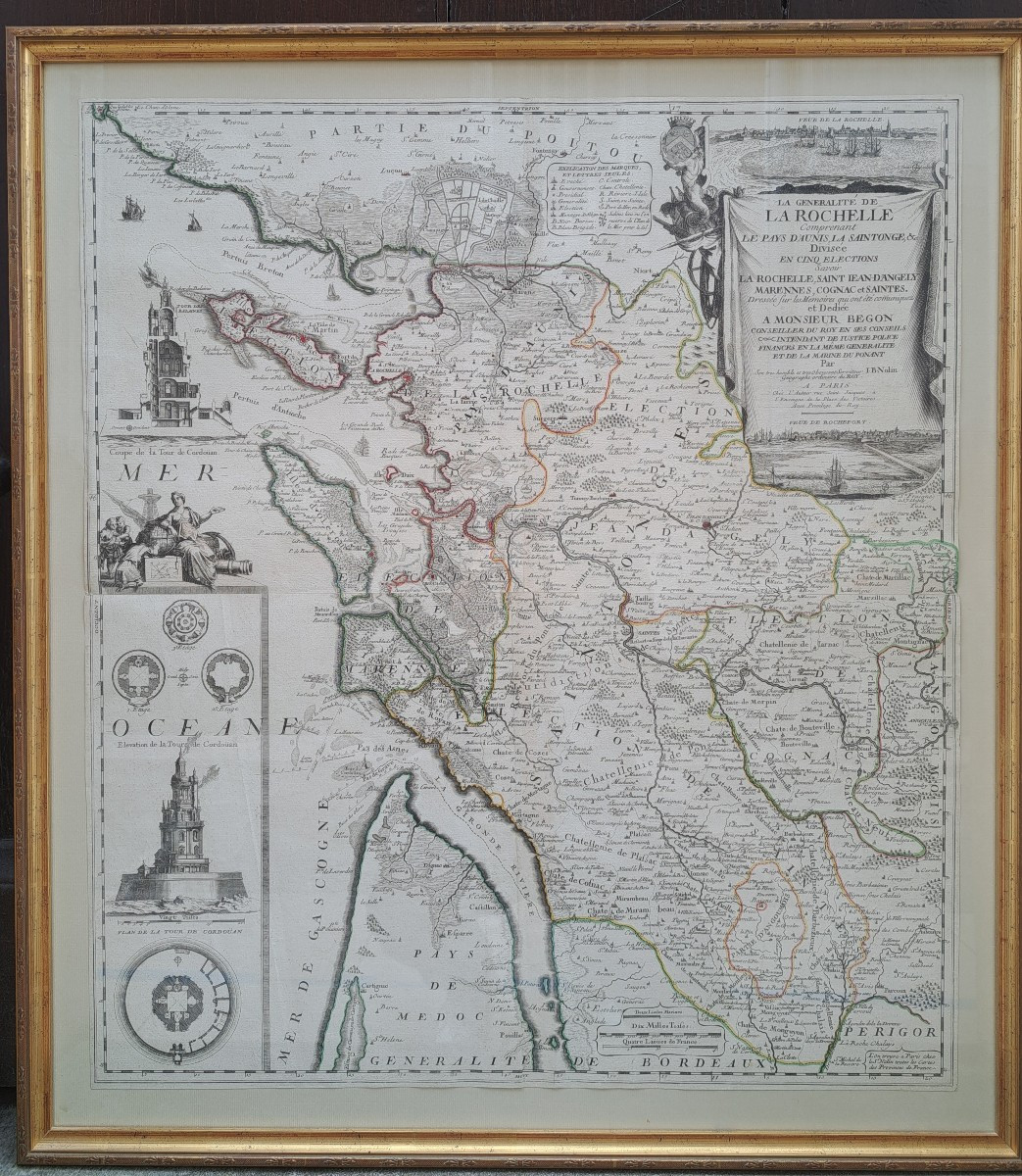 Rare Carte de la généralité de la rochelle par Jean Baptiste Nolin (1657-1708)