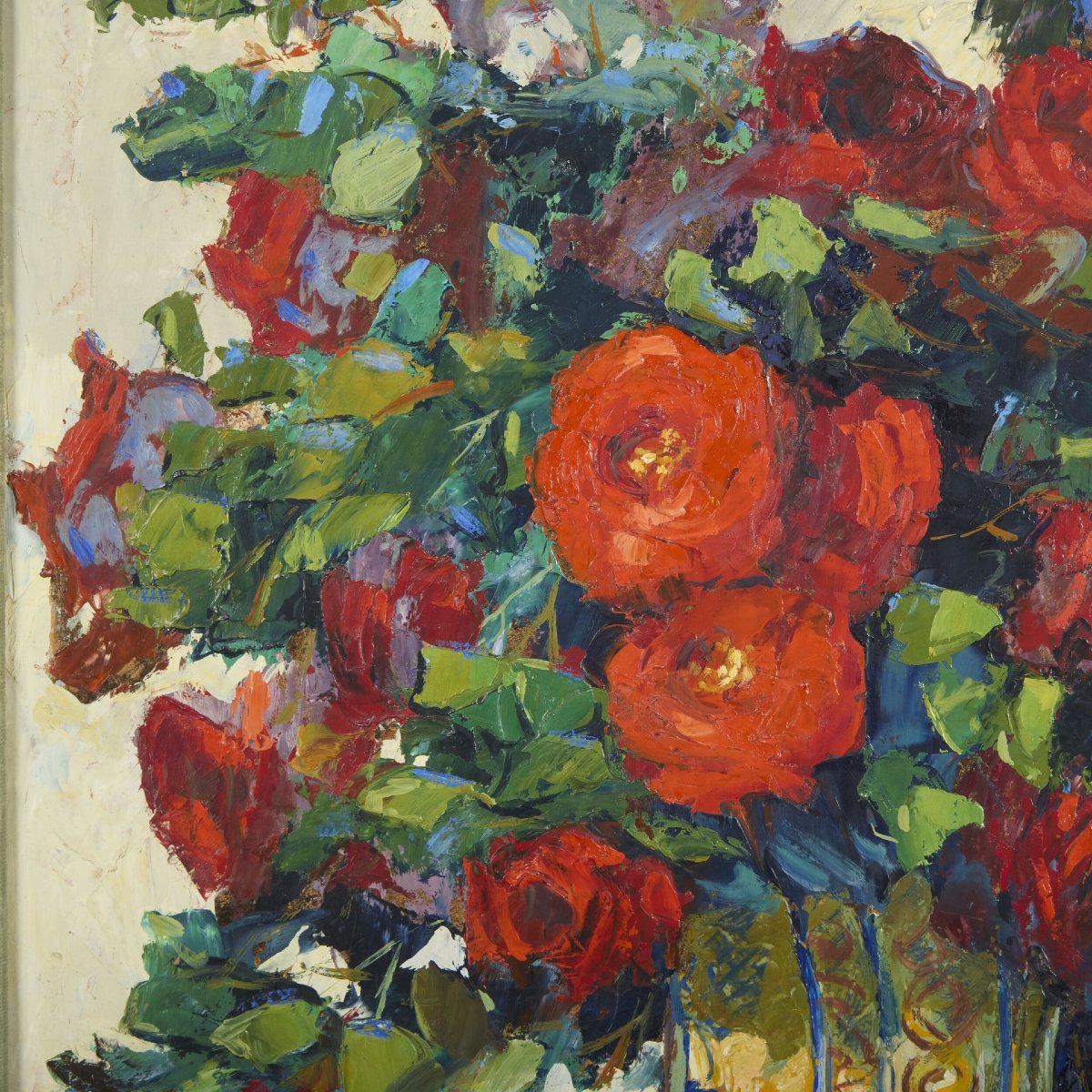 Jacques Van Den Bussche (1925-2001), Bouquet Of Red Roses In An Albarello-photo-3