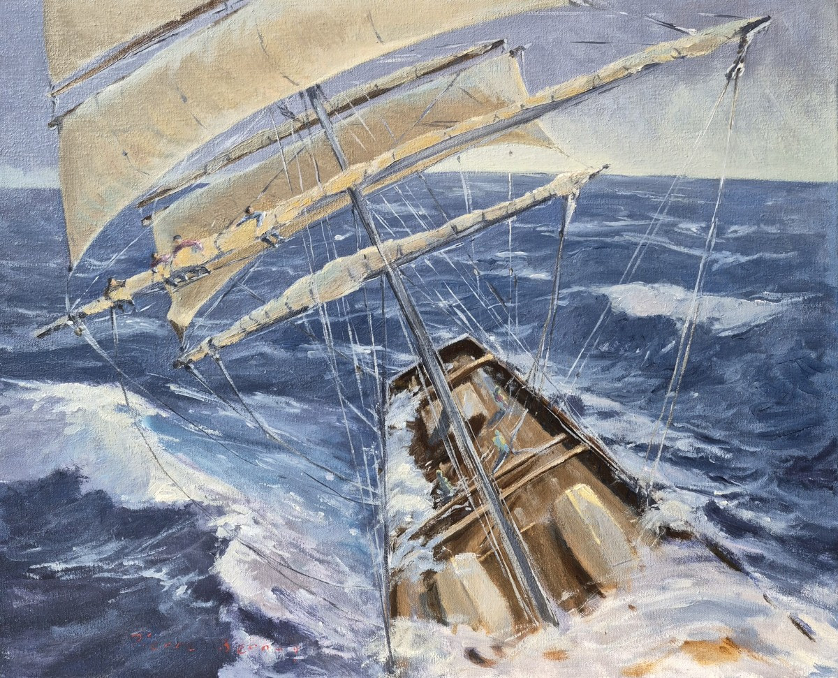 Pierre Bernay (born In 1963), The Three-masted Ship In The Storm, Oil