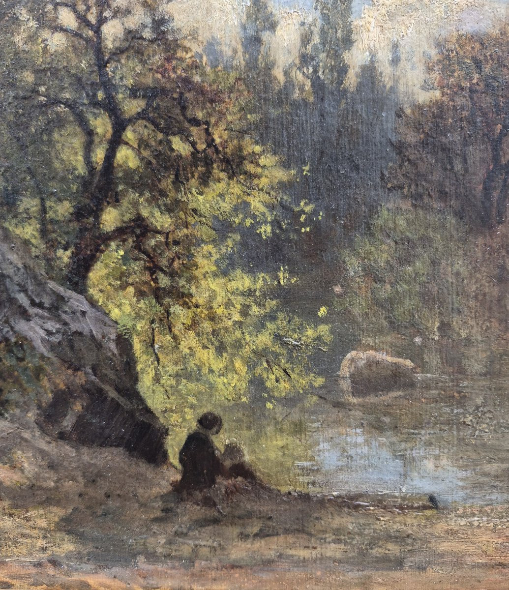 Eugène Frey (1863-1938), Le peintre devant le paysage, huile sur papier-photo-3