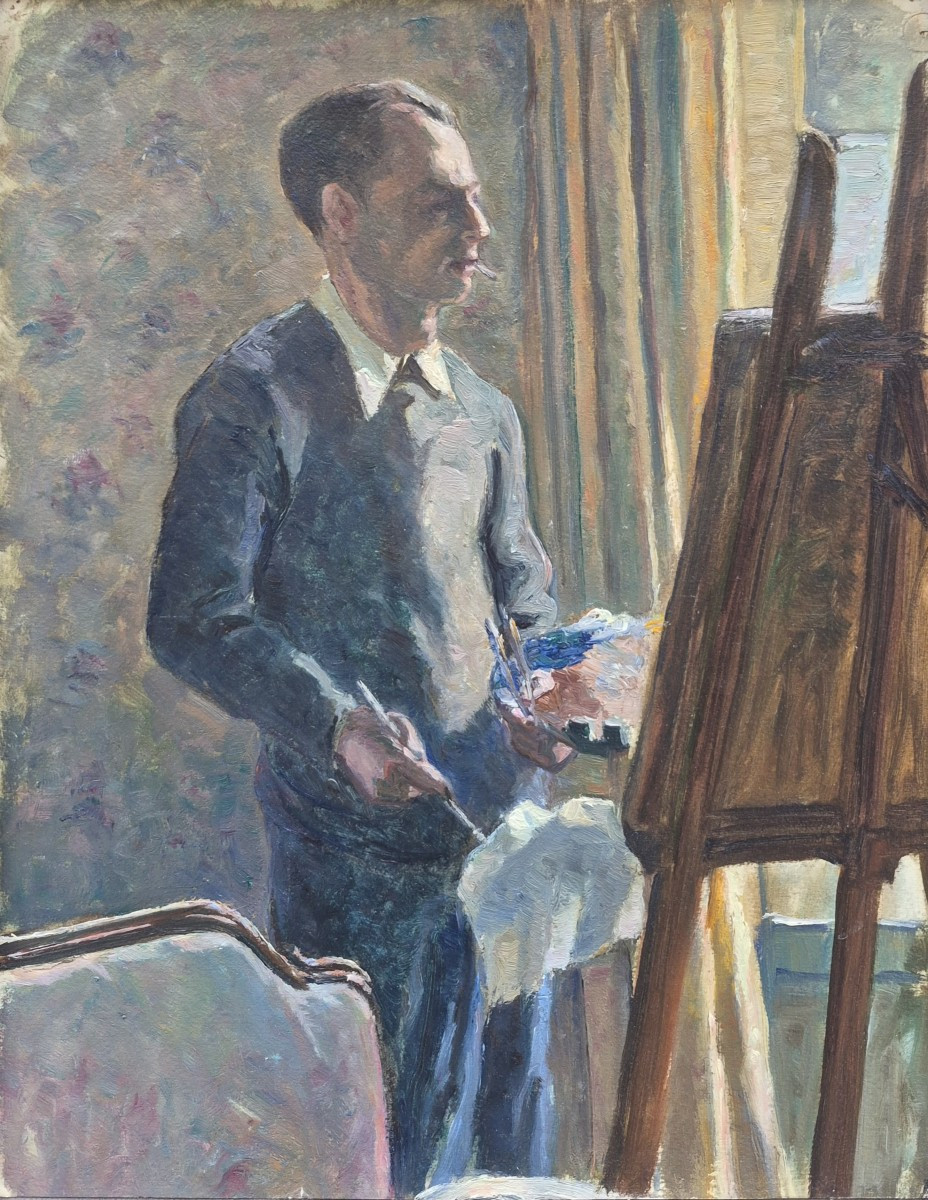 Pierre Agnès (1898-1964), Self-portrait With A Cigarette In The Studio