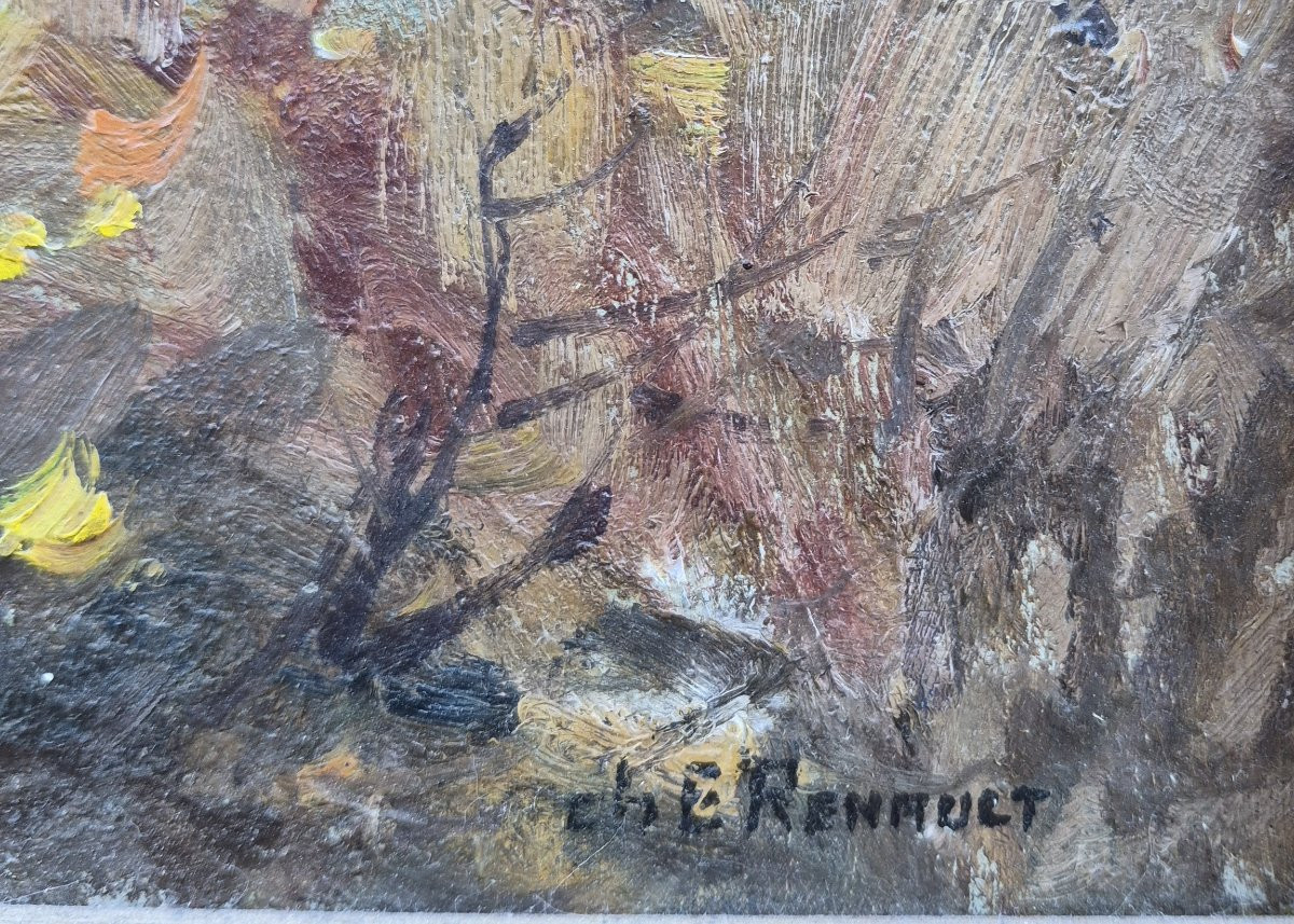 Charles Edmond RENAULT (1829-1905), le peintre en extérieur par temps automnale-photo-1