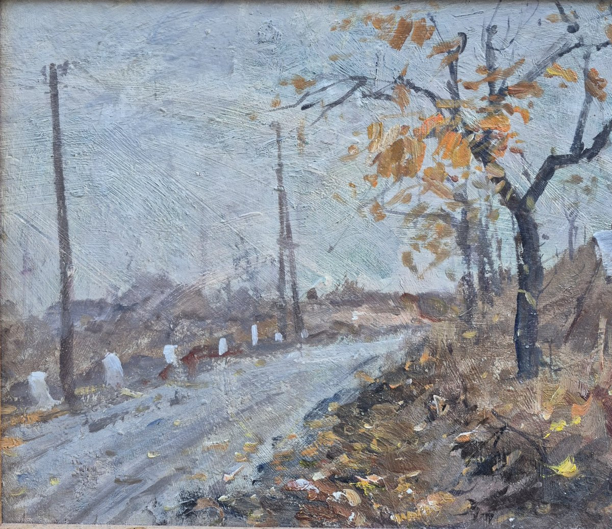 Charles Edmond RENAULT (1829-1905), le peintre en extérieur par temps automnale-photo-2