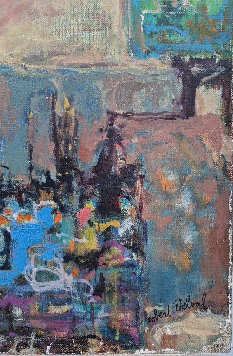 Robert DELVAL (1934-2024), l'artiste dans son atelier, huile-photo-1