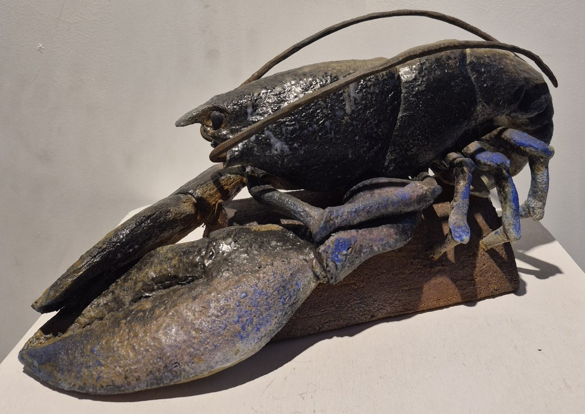 Bruno Ronzier (XXème siècle), homard bleu sur tuile, pièce unique-photo-3