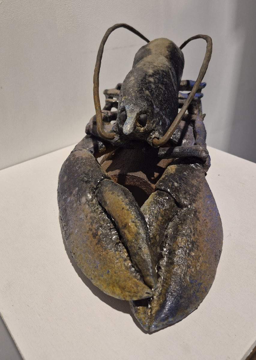 Bruno Ronzier (XXème siècle), homard bleu sur tuile, pièce unique-photo-4