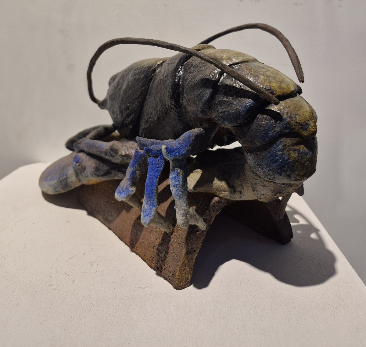 Bruno Ronzier (XXème siècle), homard bleu sur tuile, pièce unique-photo-3