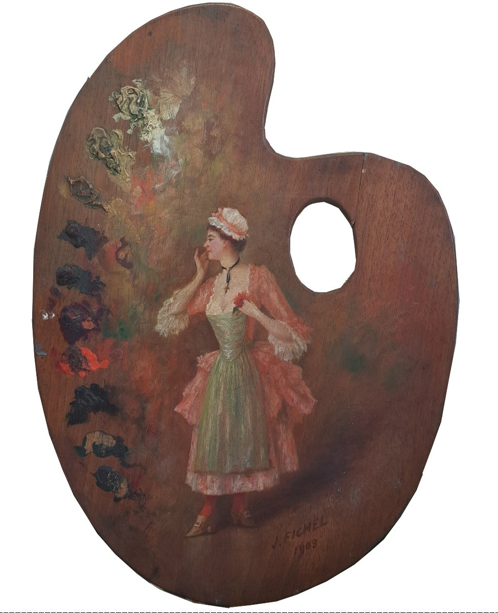 Jeanne Fichel (1849-1906), palette de peintre à l'élégante
