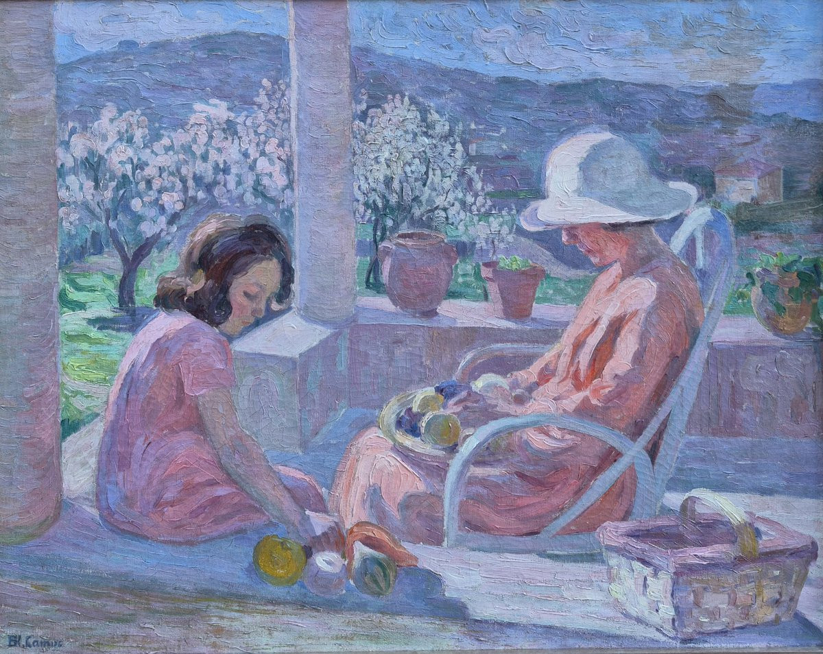 Blanche-Augustine Camus (1884–1968), Femme et enfant devant les hauteurs de Saint Tropez-photo-2