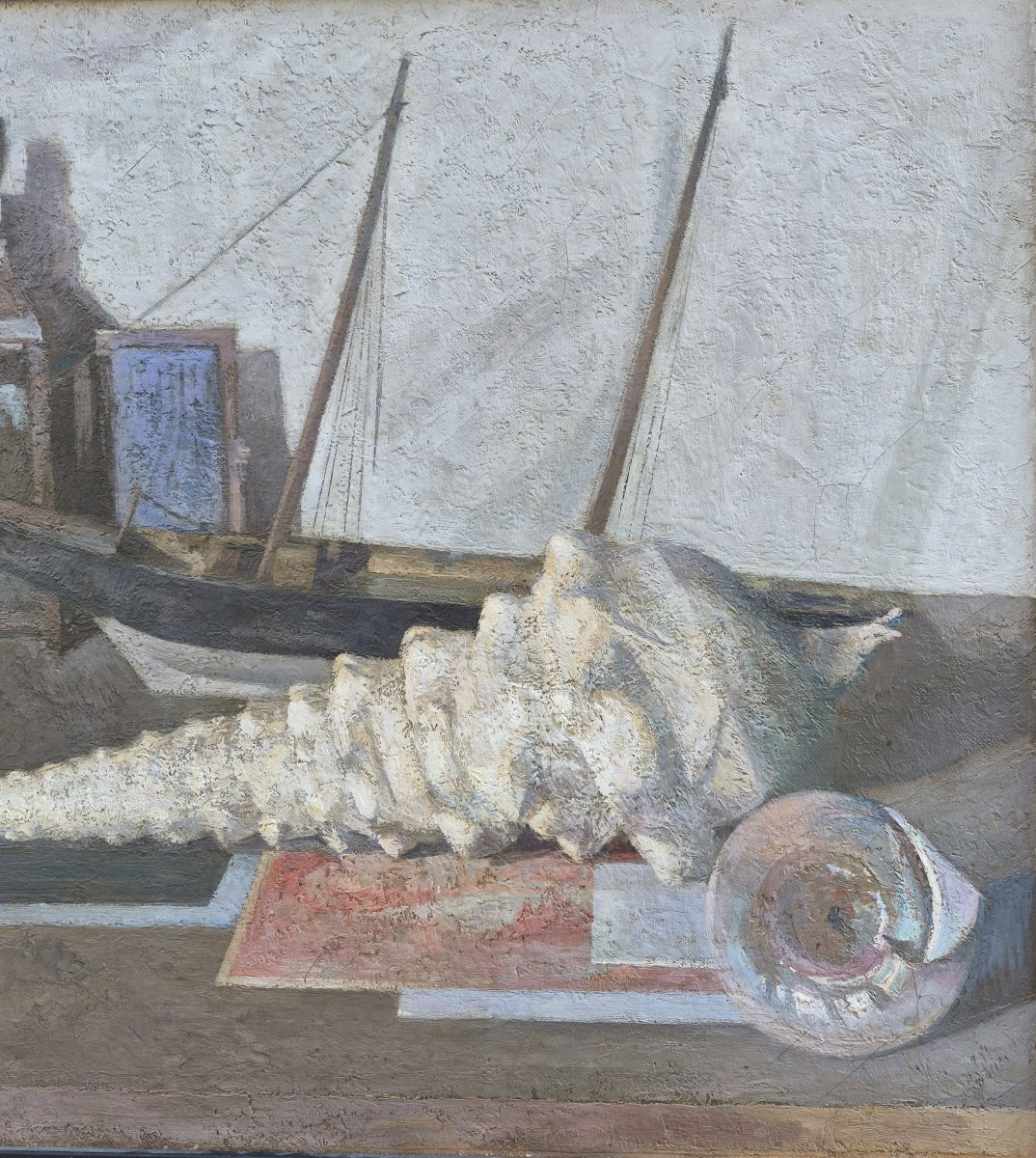 Iwan Cerf (1883-1963), Still Life With Boat And Shells, Freemasonry-photo-4