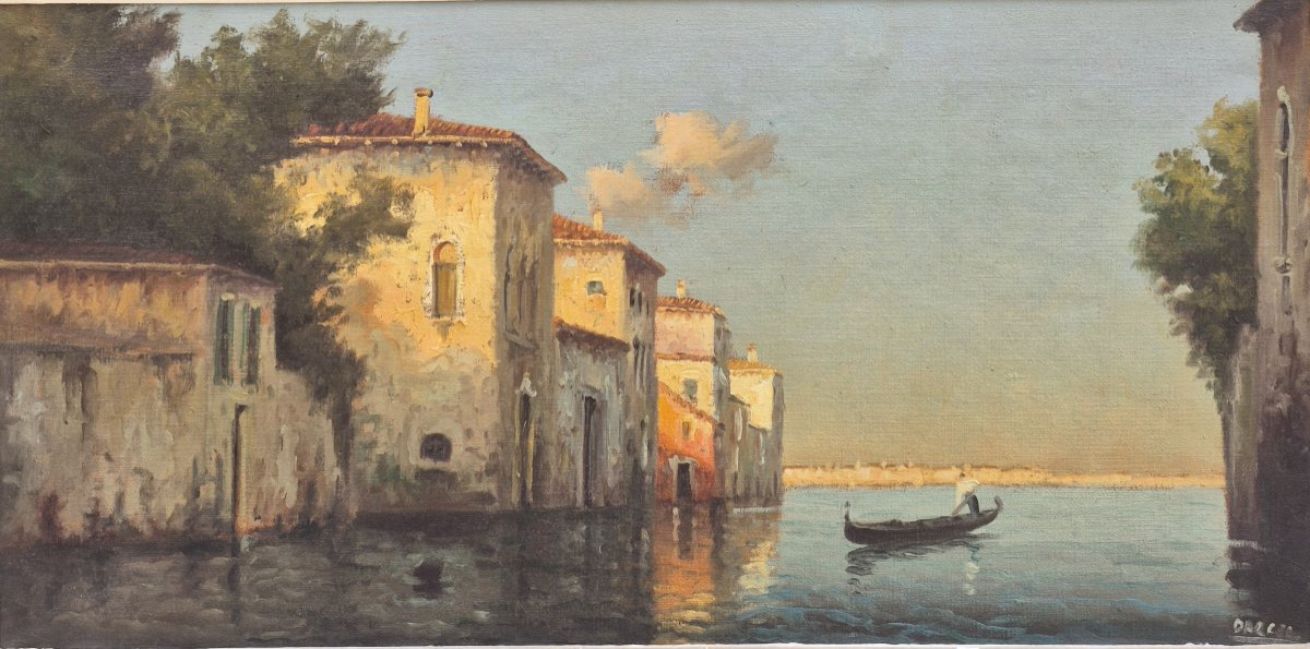 Darcel (20th Century), View Of Venice With Gondola-photo-1