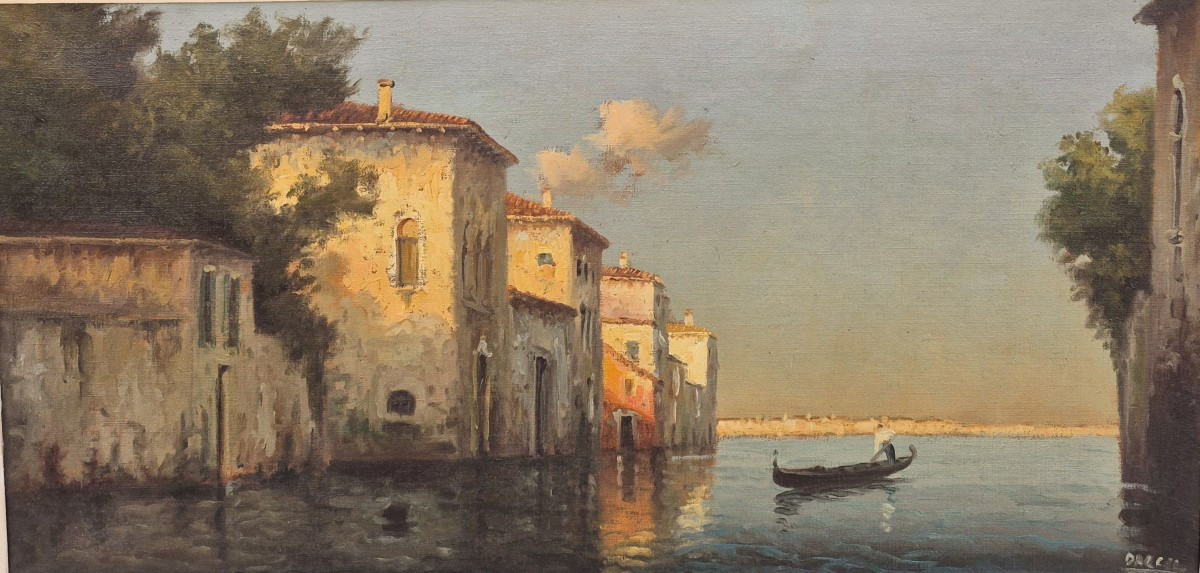 Darcel (20th Century), View Of Venice With Gondola