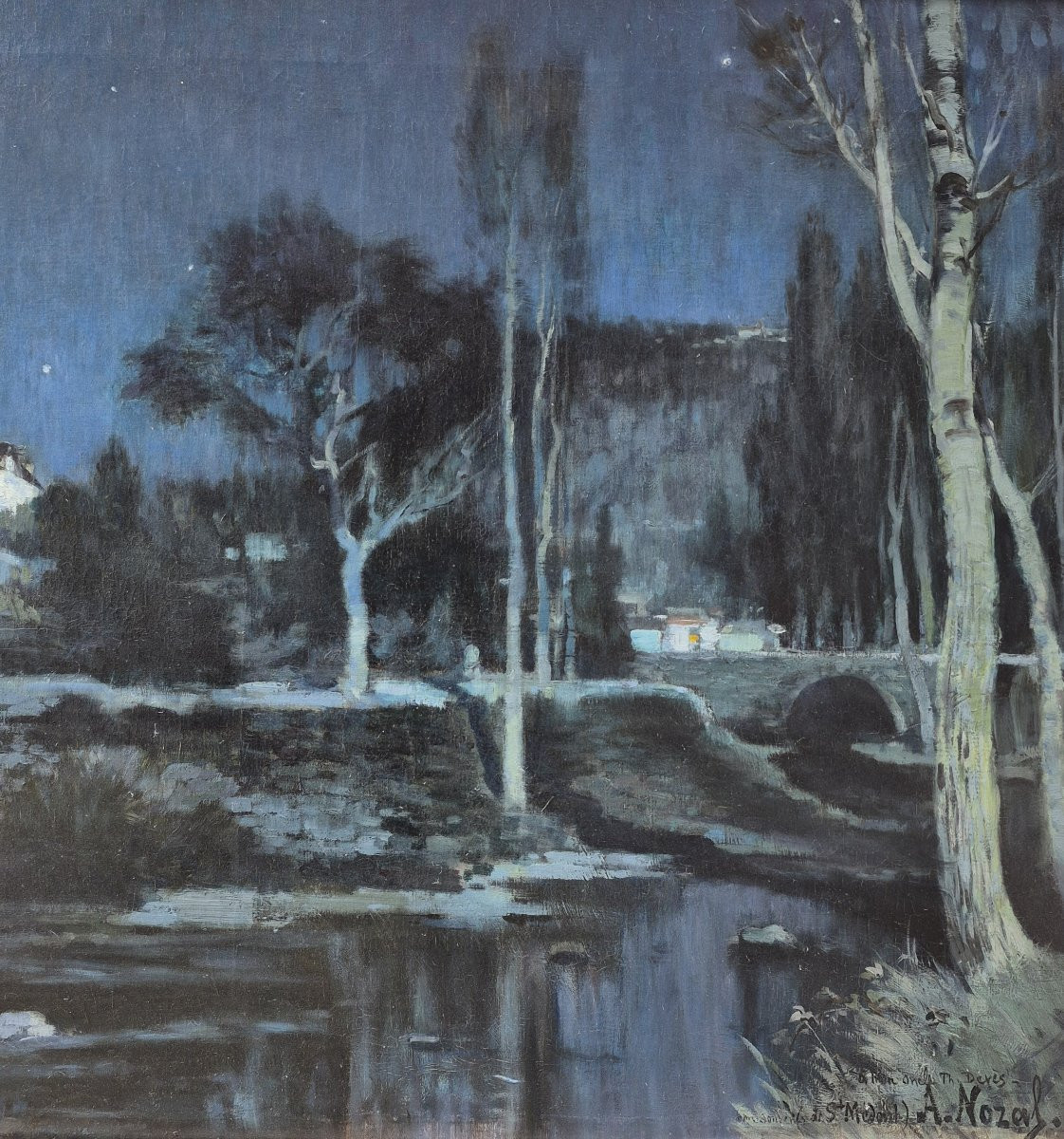 Alexandre Nozal (1852-1929), Eglise Saint Médard dans le Lot, nocturne-photo-2